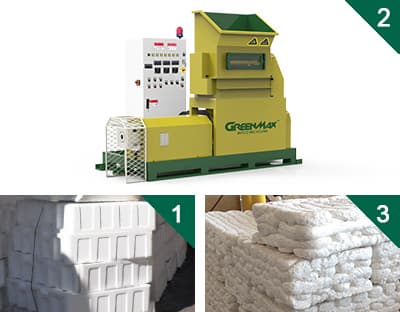 GREENMAX Mars densifier used for polystyrene recycling